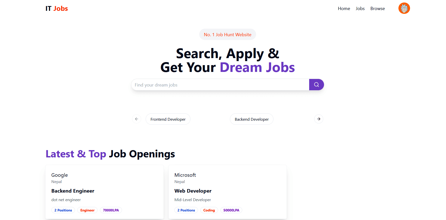 An image of the IT Job Nepal project.